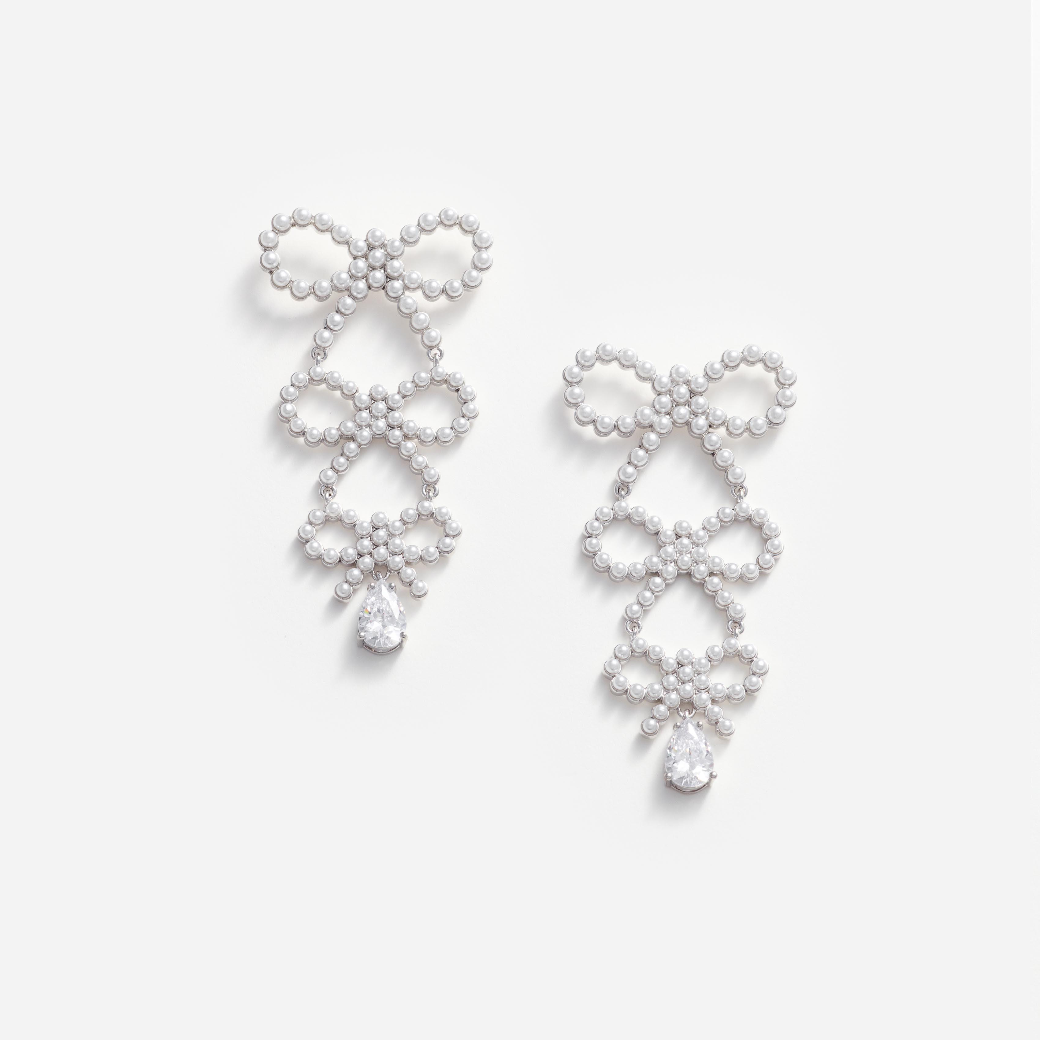 Tiered Pearl Bow Earrings Product Image