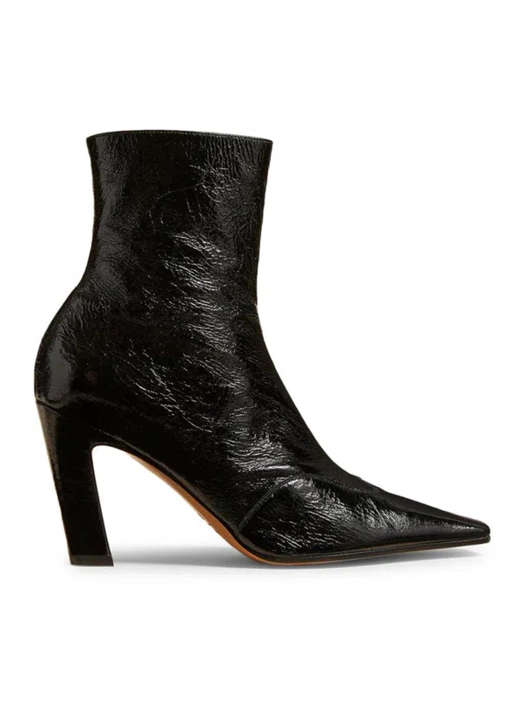 KHAITE Nevada Ankle Boots In Black Rippled Leather Product Image