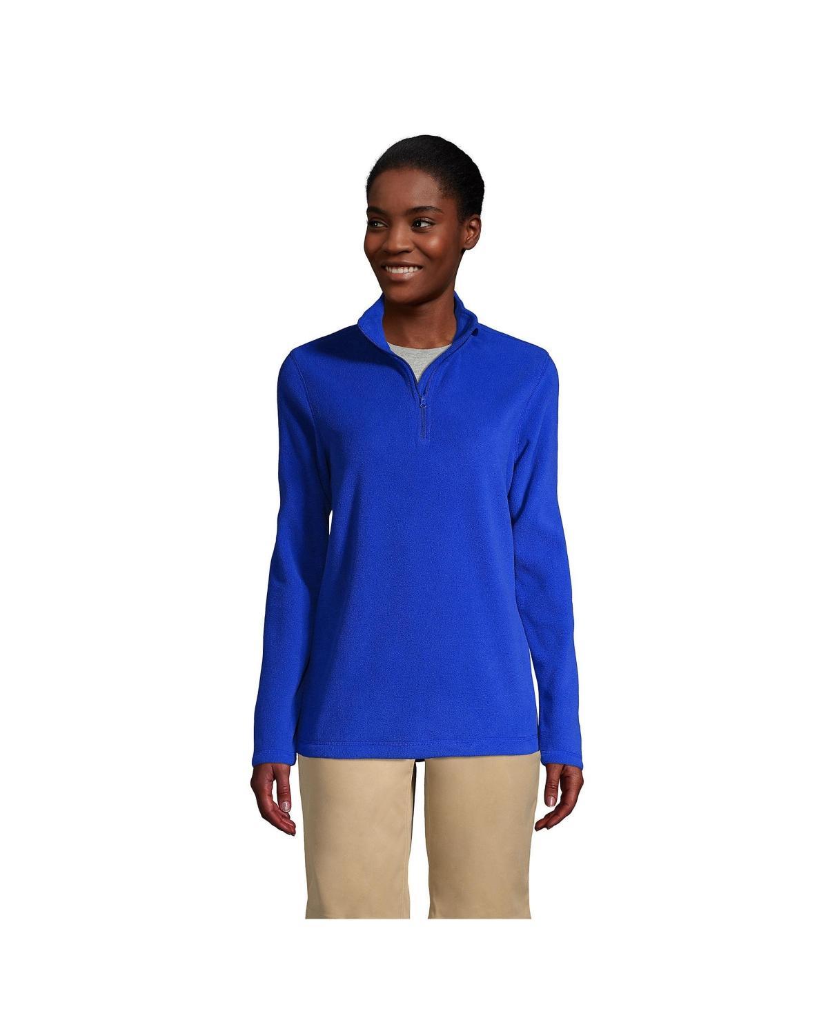 Womens Lands End Lightweight Fleece Quarter Zip Pullover Blue Product Image