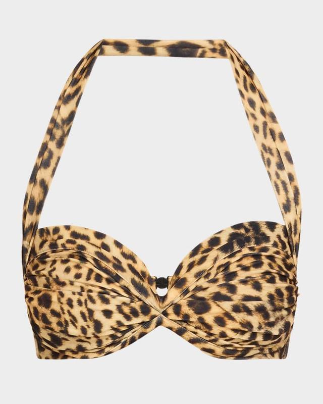 Cheetah Patch Bill Ruched Bikini Top Product Image