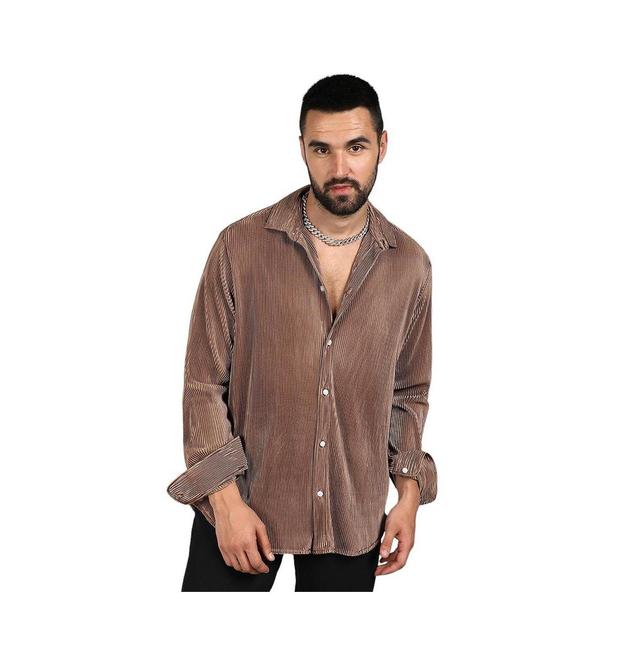 Campus Sutra Mens Mocha Brown Pleat-Creased Shirt Product Image