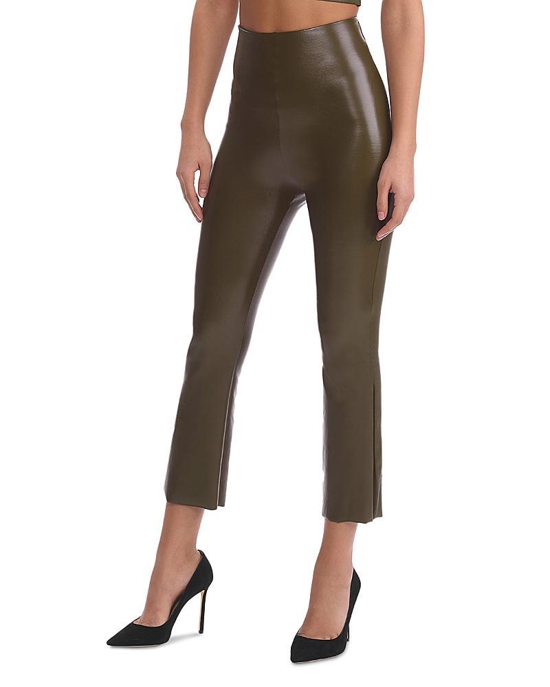 Womens Faux Leather Crop Flare Pant Product Image