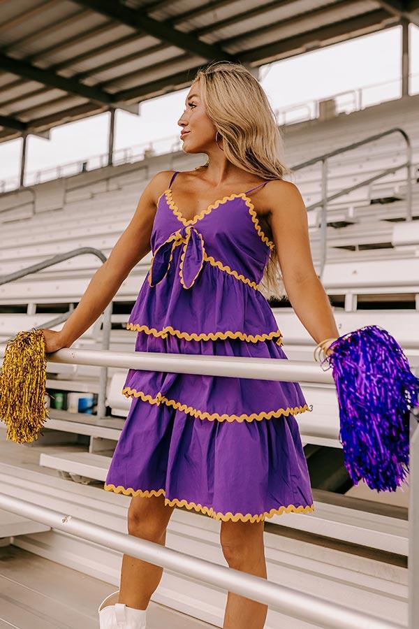 Spirit Squad Tiered Mini Dress in Purple Product Image