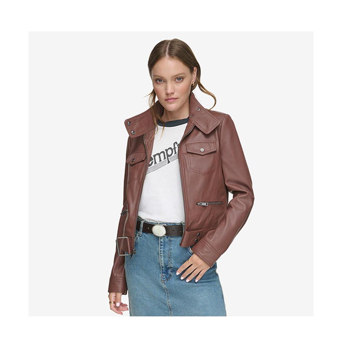 Womens Vicki Light Smooth Lamb Leather Jacket Product Image