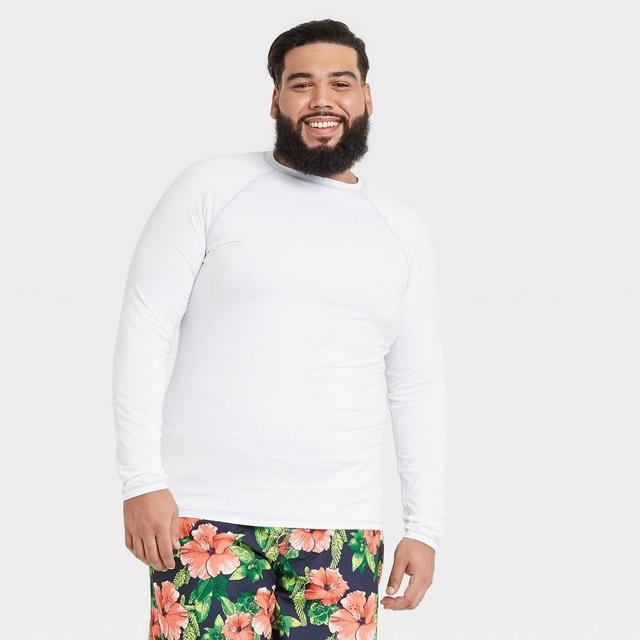 Mens Big & Tall Slim Fit Long Sleeve Rash Guard Swim Shirt - Goodfellow & Co White 3XLT Product Image