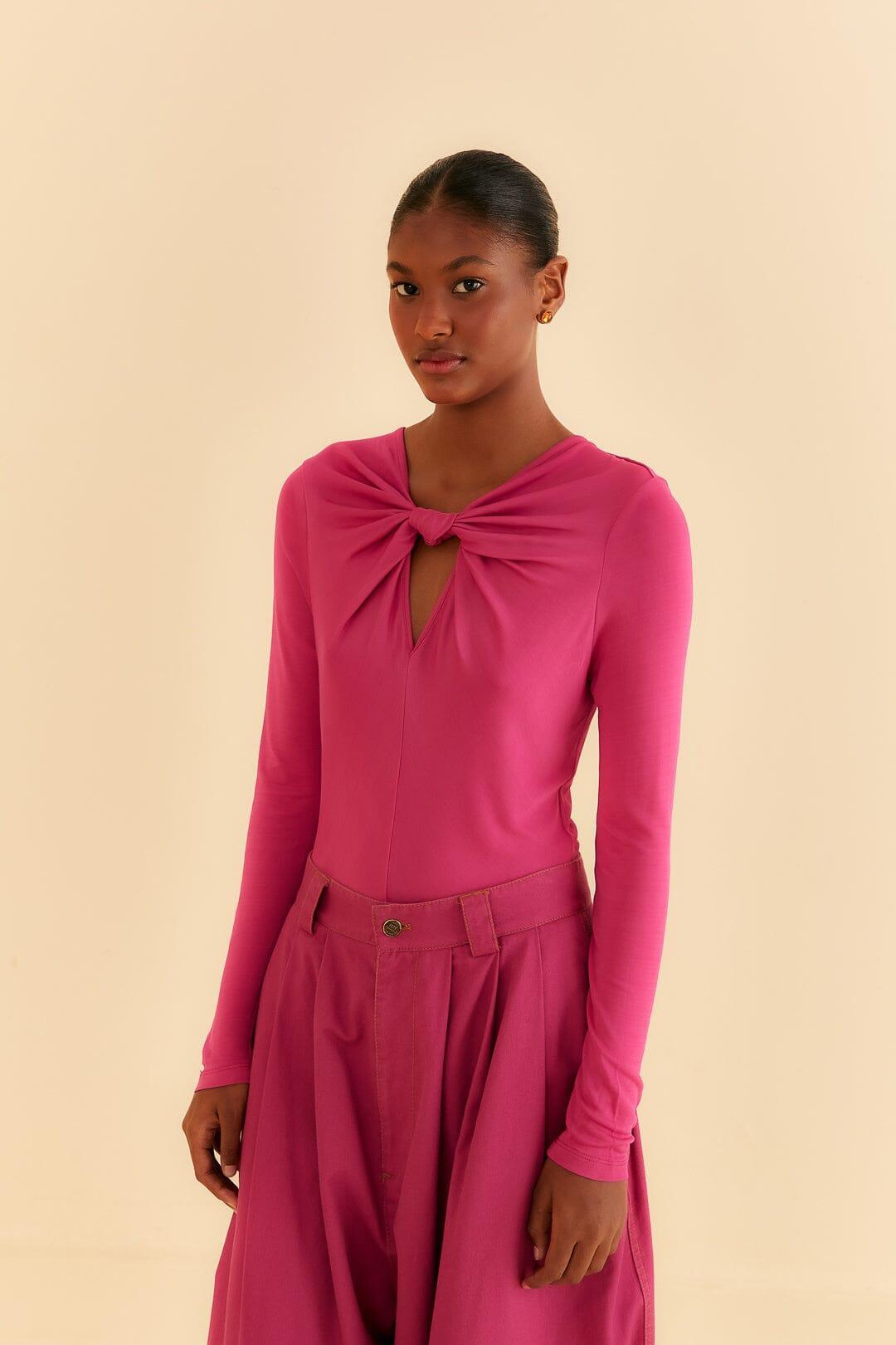 Pink Long Sleeve Bodysuit, PINK / XS Product Image