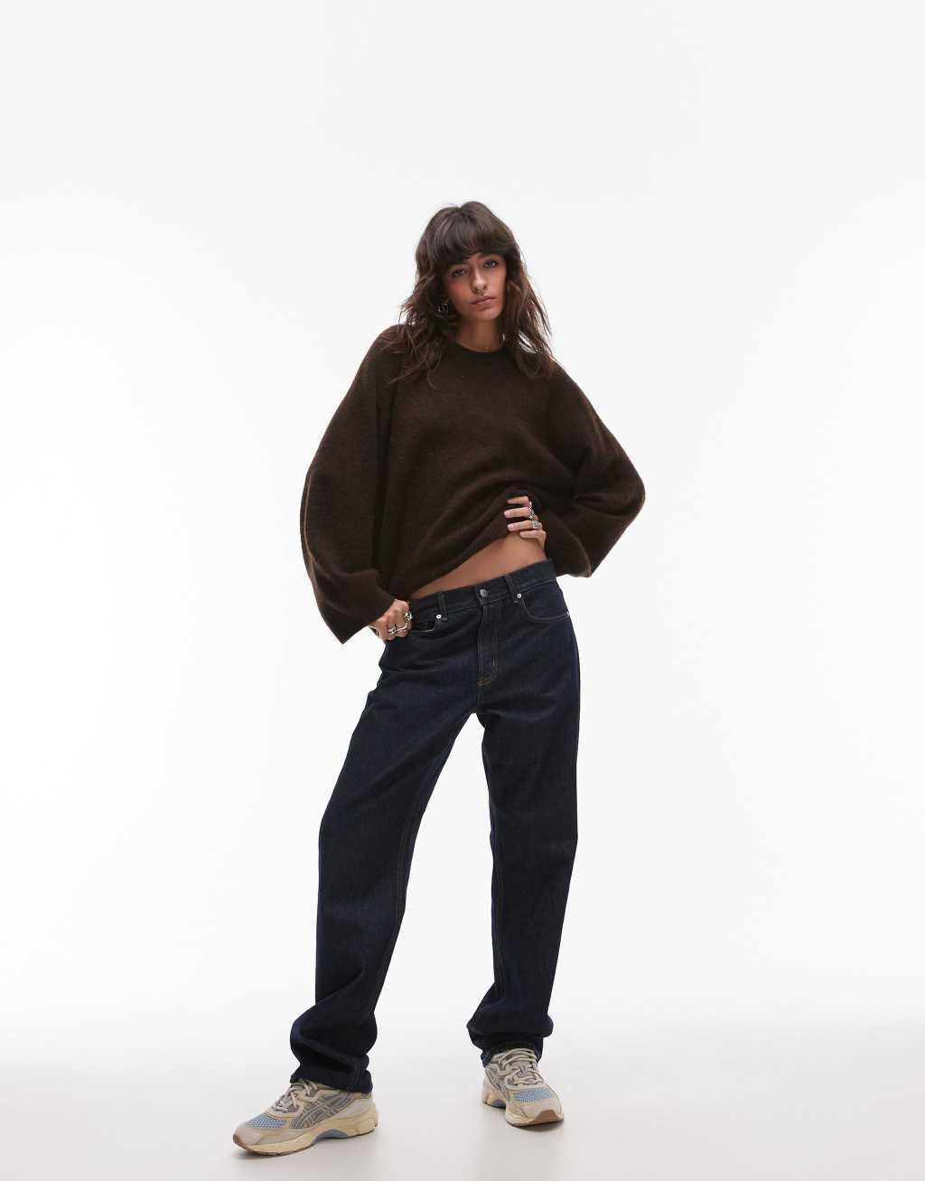 Arket super soft alpaca and wool blend relaxed sweater in brown Product Image