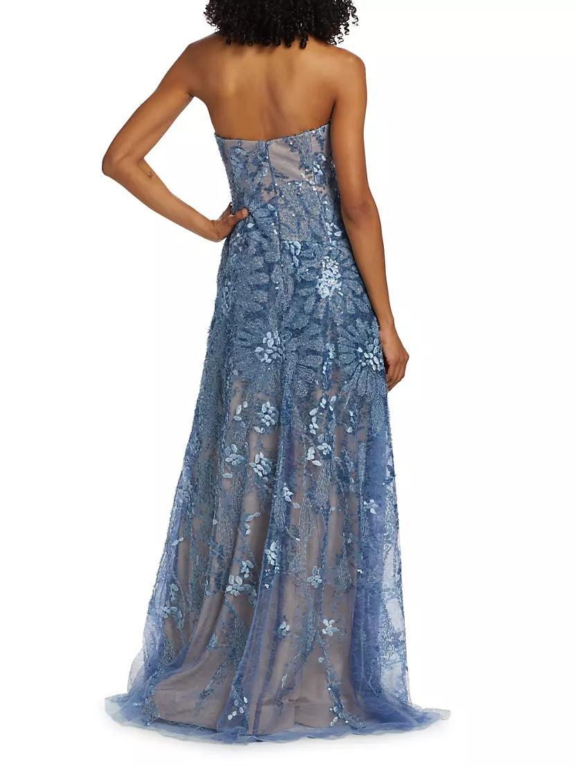 Floral Beaded Strapless A-Line Gown Product Image