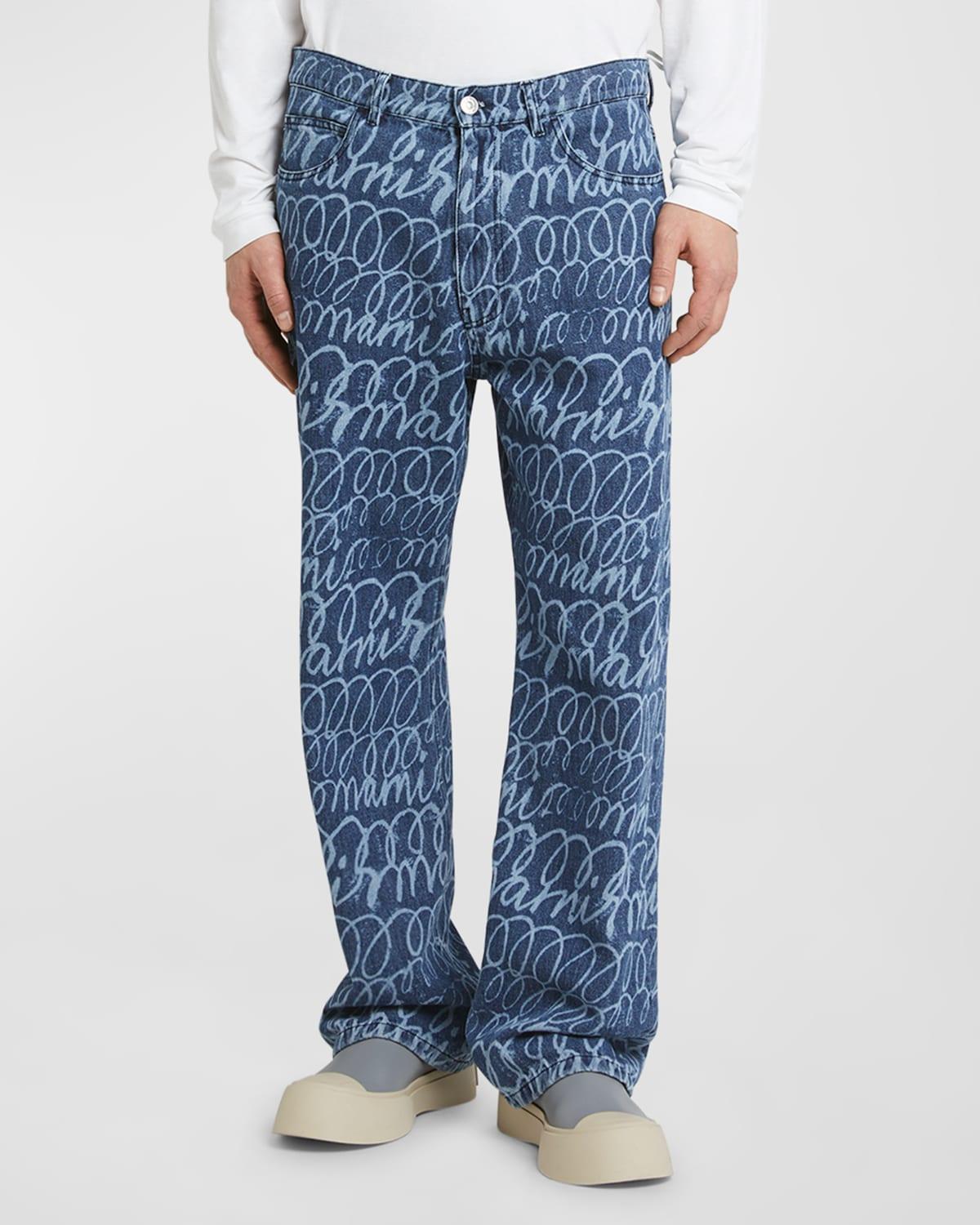 Mens Wide-Leg Scribble Jeans Product Image