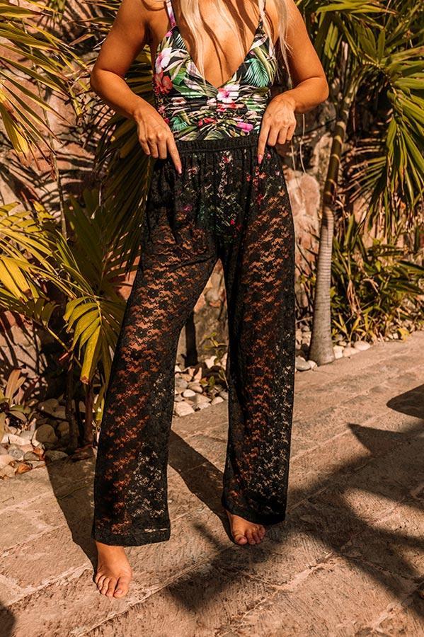 Cabana Hour Lace Cover Up Pants in Black Product Image