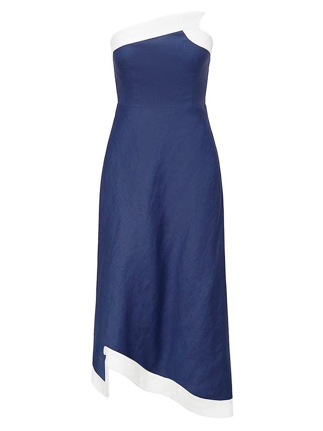 Womens Sirani Two-Tone Linen Midi-Dress Product Image