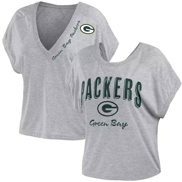 Womens WEAR by Erin Andrews Heather Gray Green Bay Packers Reversible T-Shirt Product Image