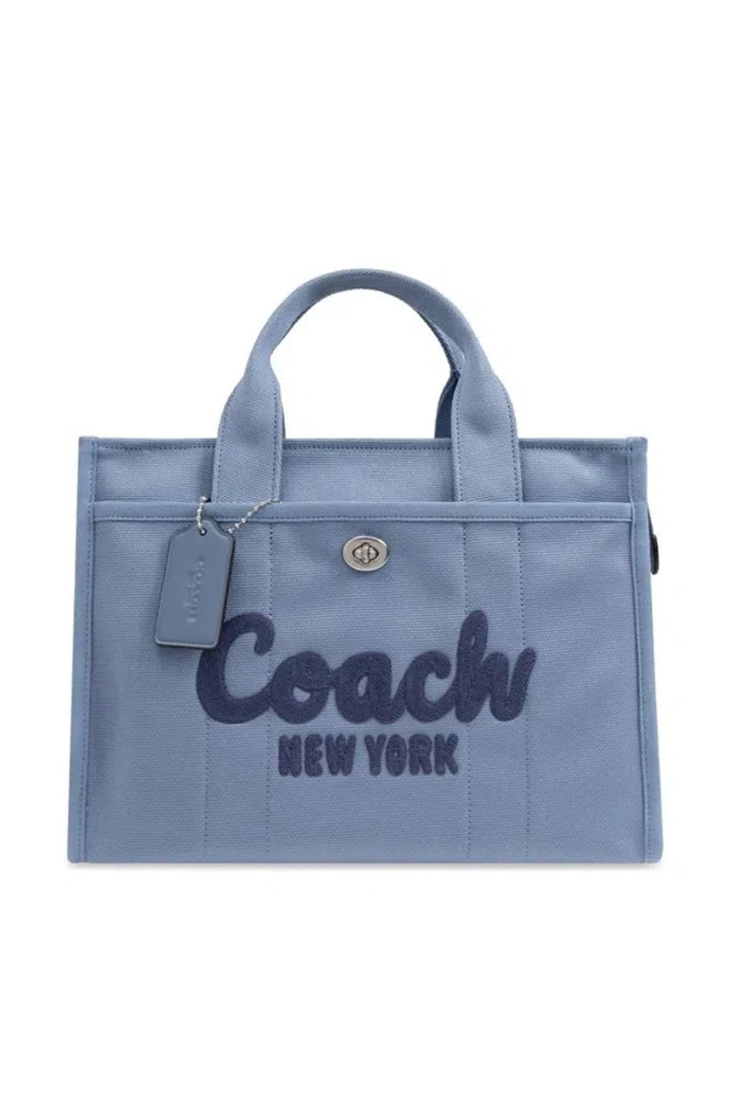 Logo Flocked Tote Bag In Blue Product Image