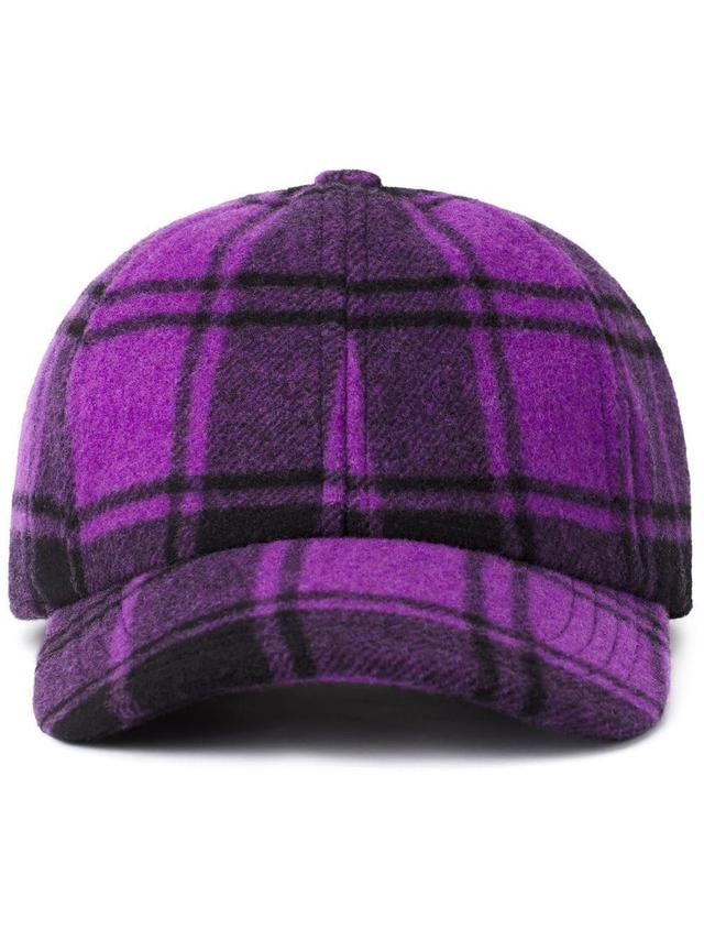 Plaid-pattern Baseball Cap In Purple Product Image