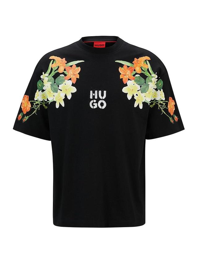 Mens Cotton-Jersey T-Shirt with Floral Print Product Image