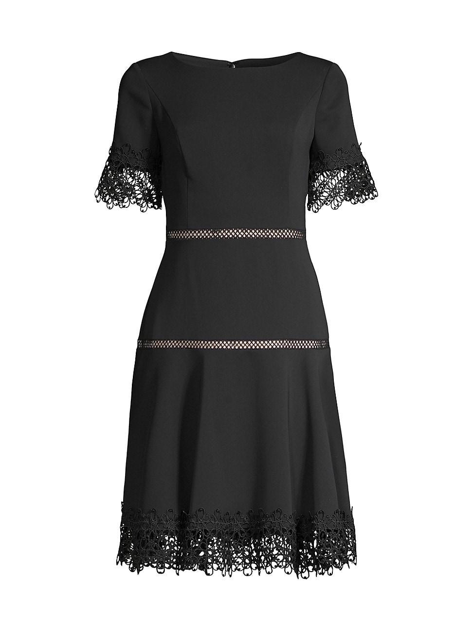 Womens Lace-Trimmed Crepe Dress Product Image