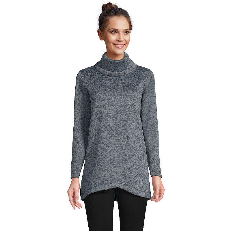 Womens Lands End Cowlneck Fleece Tunic Sweater Grey Heather product image