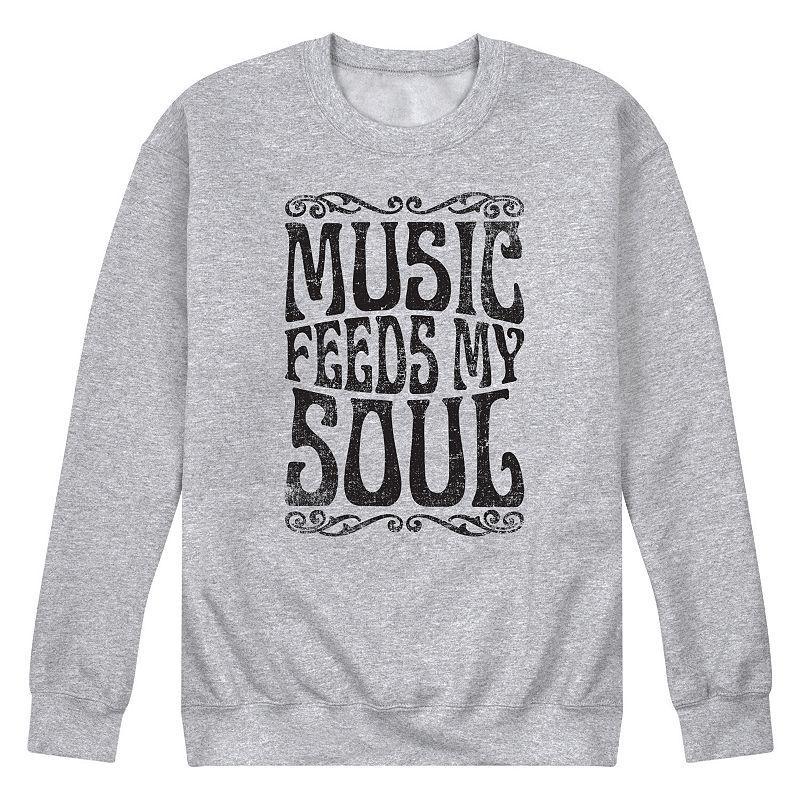 Mens Music Feeds My Soul Fleece Sweatshirt Grey Gray Product Image