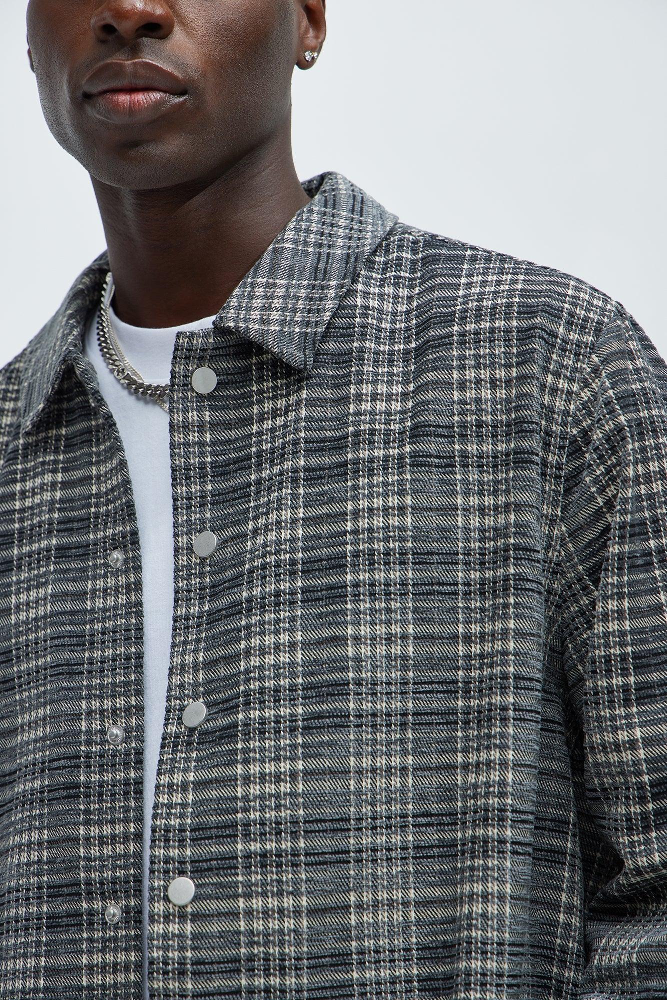 Walter Textured Plaid Overshirt - Black/combo Product Image