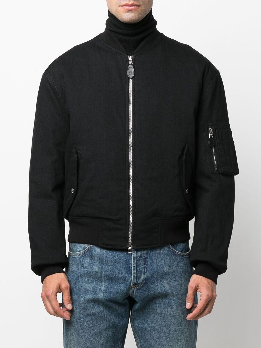 Embroidered-logo Zip-up Bomber Jacket In Black Product Image