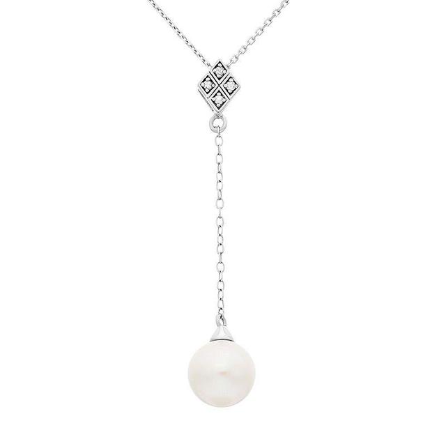 Freshwater Cultured Pearl and Diamond Accent Sterling Silver Y Necklace, Womens White Product Image