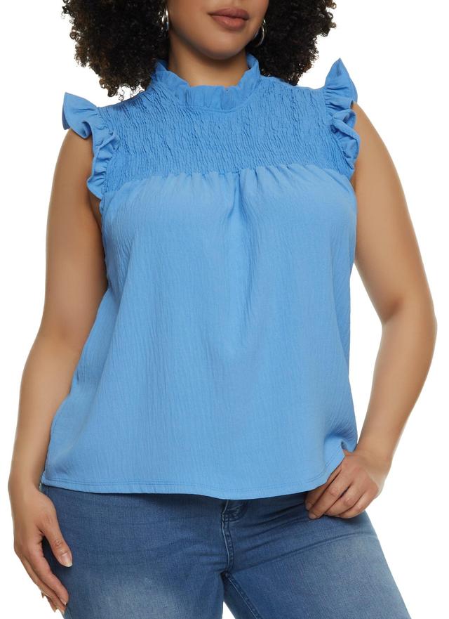 Womens Plus Size Smocked Sleeveless Blouse Product Image