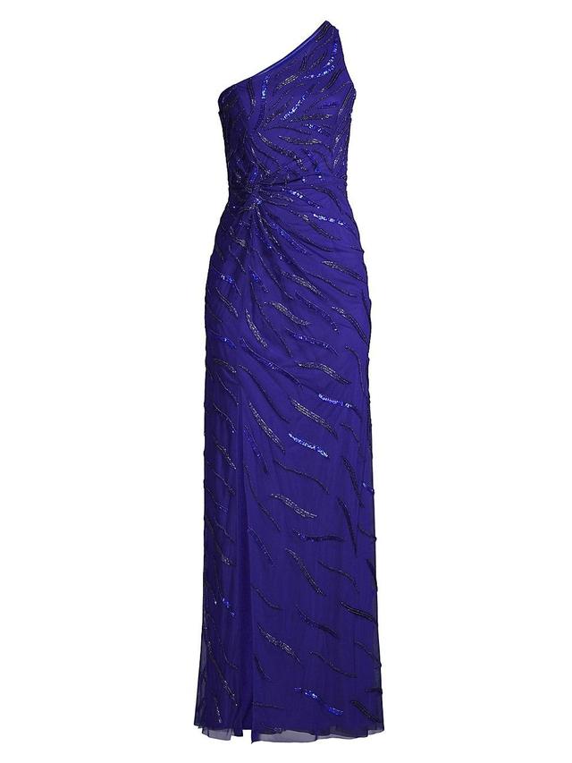 Womens Beaded One-Shoulder Gown Product Image