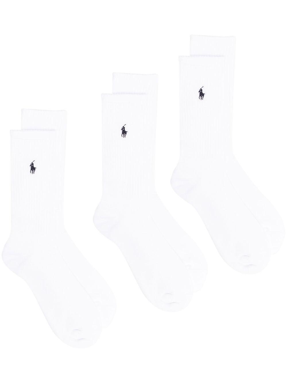 POLO RALPH LAUREN Three-pack Polo Pony Ankle Socks In White Product Image