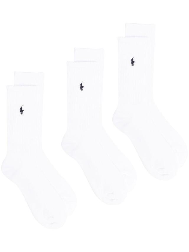 POLO RALPH LAUREN Three-pack Polo Pony Ankle Socks In White Product Image