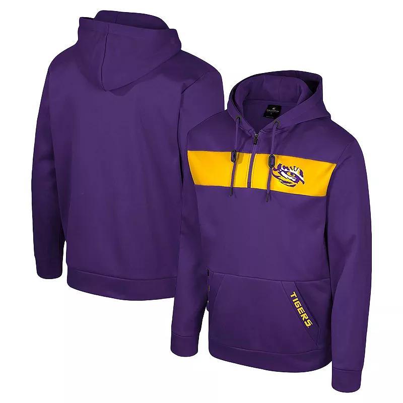 Mens Colosseum LSU Tigers Quarter-Zip Hoodie Product Image