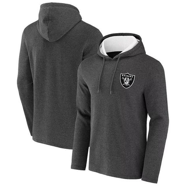 Mens NFL x Darius Rucker Collection by Fanatics Heathered Charcoal Las Vegas Raiders Waffle Knit Pullover Hoodie Product Image