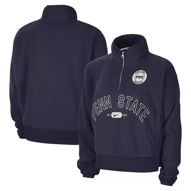 Womens Nike Penn State Nittany Lions Fly Fleece Quarter-Zip Jacket Blue Product Image