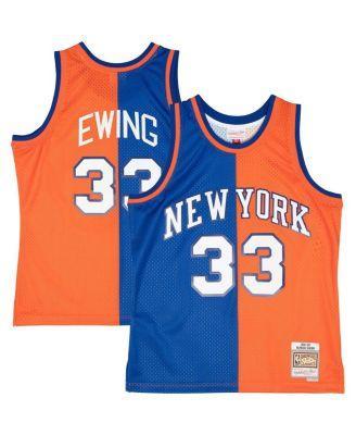 Mens Mitchell & Ness Patrick Ewing /Orange New York Knicks Hardwood Classics 1991-92 Split Swingman Jersey Product Image