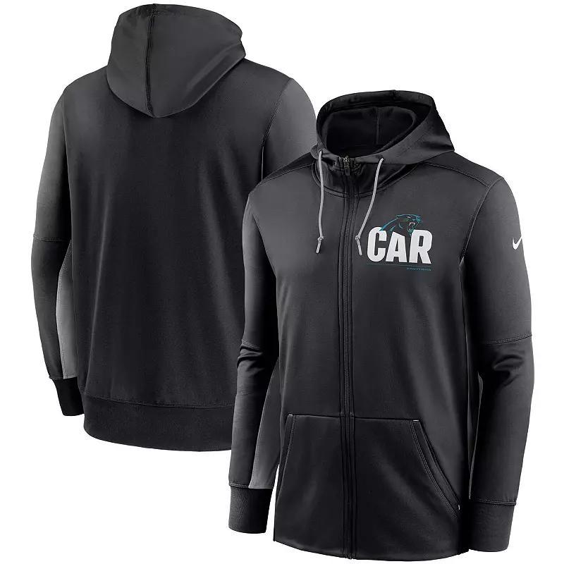 Mens Nike Black and Gray Carolina Panthers Mascot Performance Full-Zip Hoodie - Black Product Image