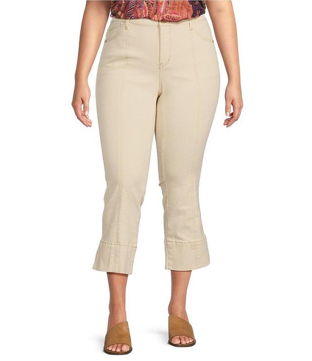 Democracy Plus Size #double;Ab#double;solution High-Rise Kick Flare Leg Side Slit Hem Cropped Jeans Product Image