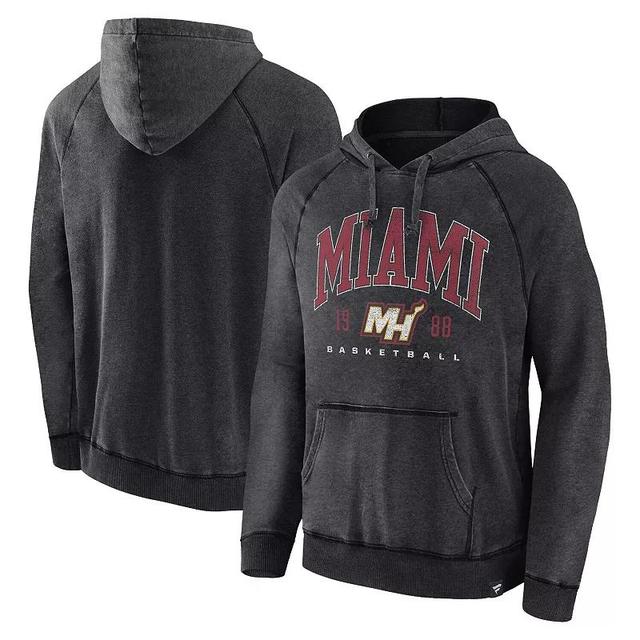 Mens Fanatics Branded Heather Charcoal Miami Heat Foul Trouble Snow Wash Raglan Pullover Hoodie Product Image