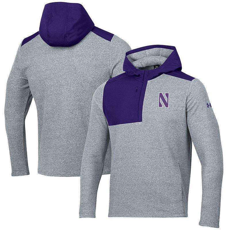 Mens Under Armour Gray Northwestern Wildcats Survivor Fleece Hoodie Quarter-Zip Jacket Product Image