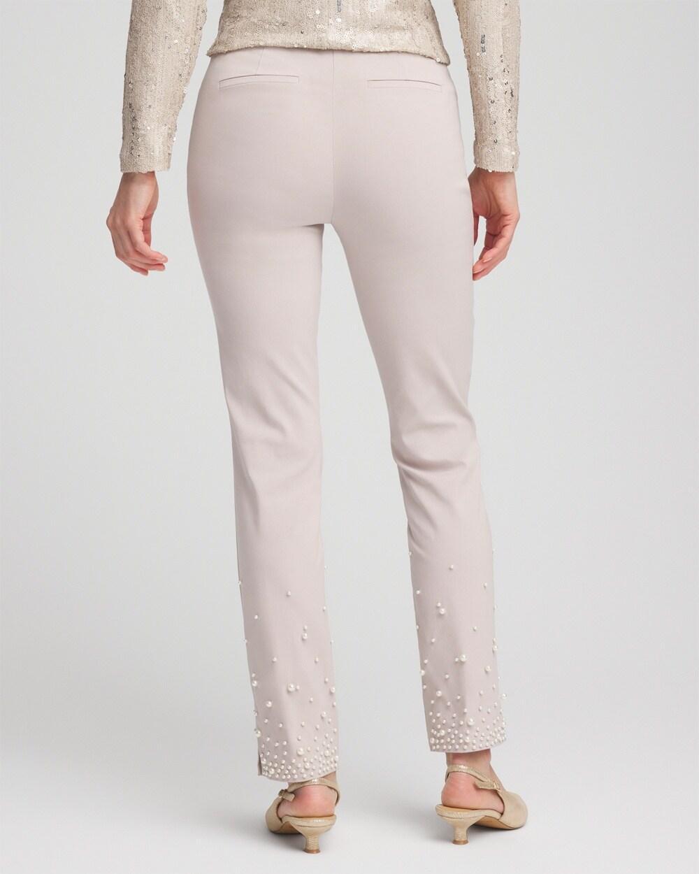 Petite Brigitte Faux Pearl Slim Ankle Pants Product Image