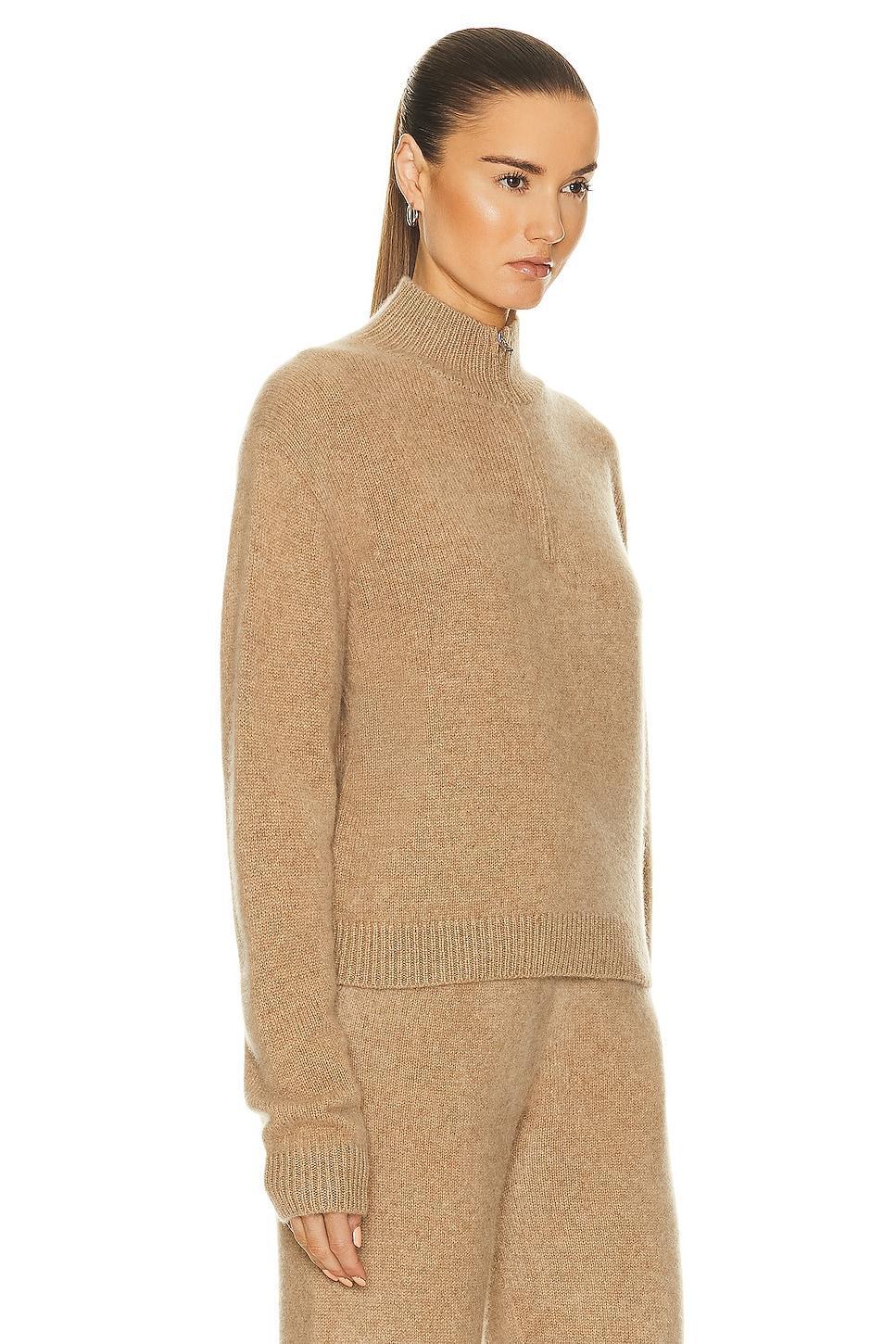 The Elder Statesman Half Zip Sweater in Camel - Tan. Size L (also in ). Product Image