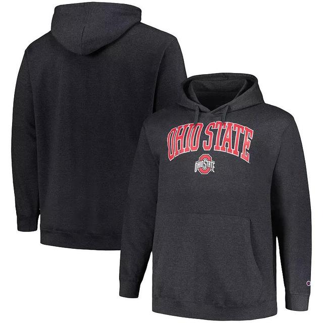 Mens Champion Heather Charcoal Ohio State Buckeyes Big & Tall Arch Over Logo Powerblend Pullover Hoodie Product Image