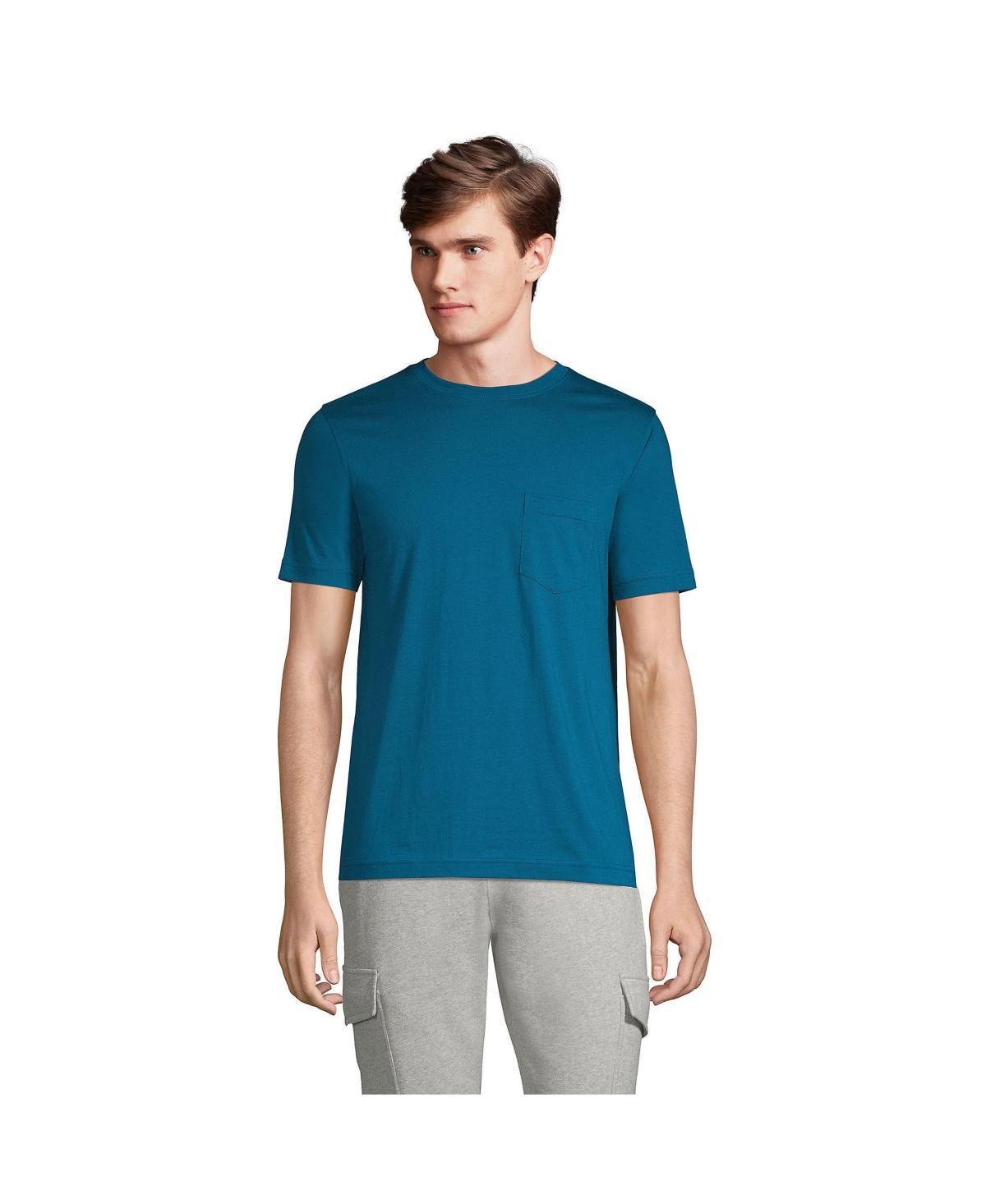 Mens Lands End Supima Pocket Tee Light Gray Grey Product Image