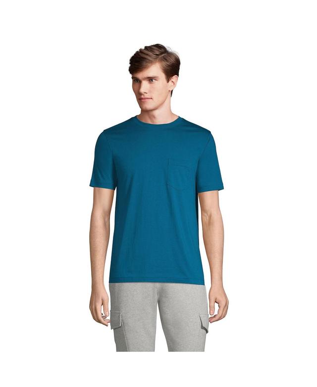 Mens Lands End Supima Pocket Tee Dark Blue Product Image