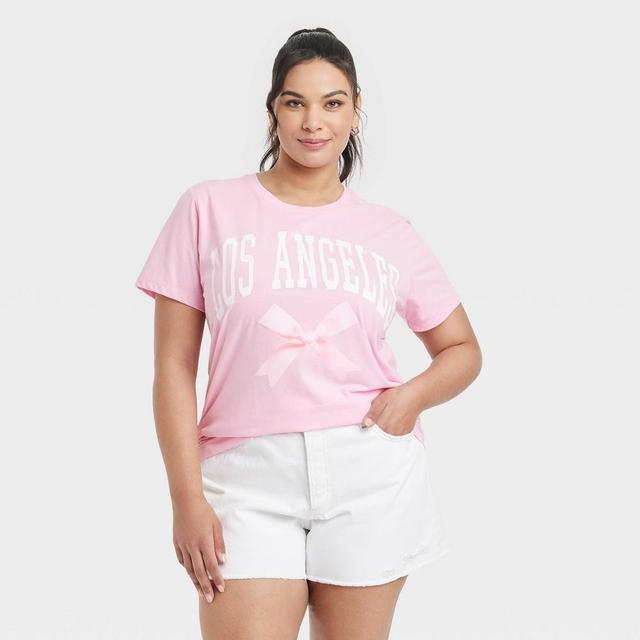 Womens LA Bow Short Sleeve Graphic T-Shirt Product Image