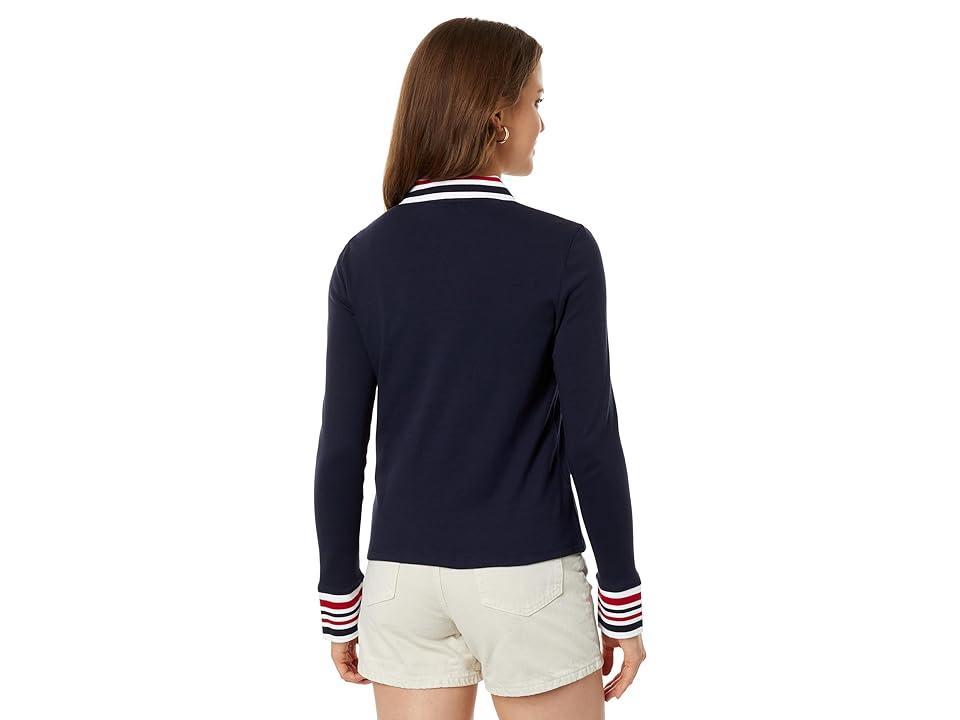 Tommy Hilfiger Long Sleeve 1/4 Zip Polo (Sky Captain) Women's Clothing Product Image