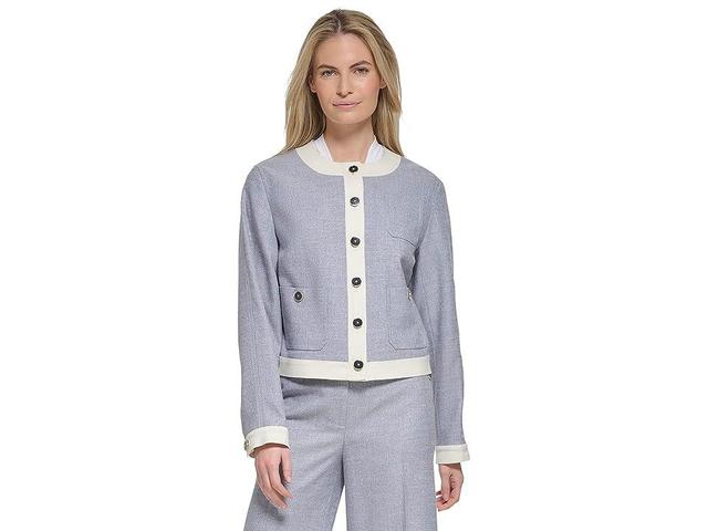 Tommy Hilfiger Button Front Jacket (Midnight/Ivory Melange) Women's Coat Product Image