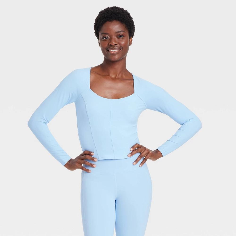 Womens Everyday Soft Cropped Long Sleeve Top - All In Motion Light Blue XXL Product Image