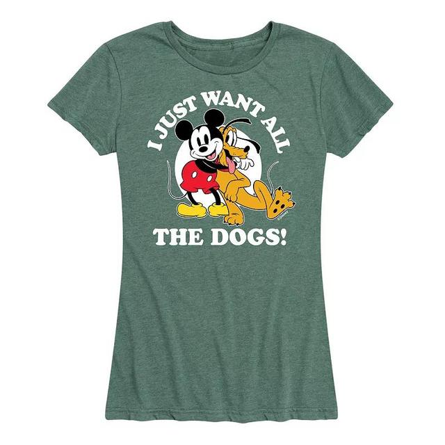 Disneys Mickey Mouse & Pluto Womens Just Want All Dogs Graphic Tee Grey Gray Product Image