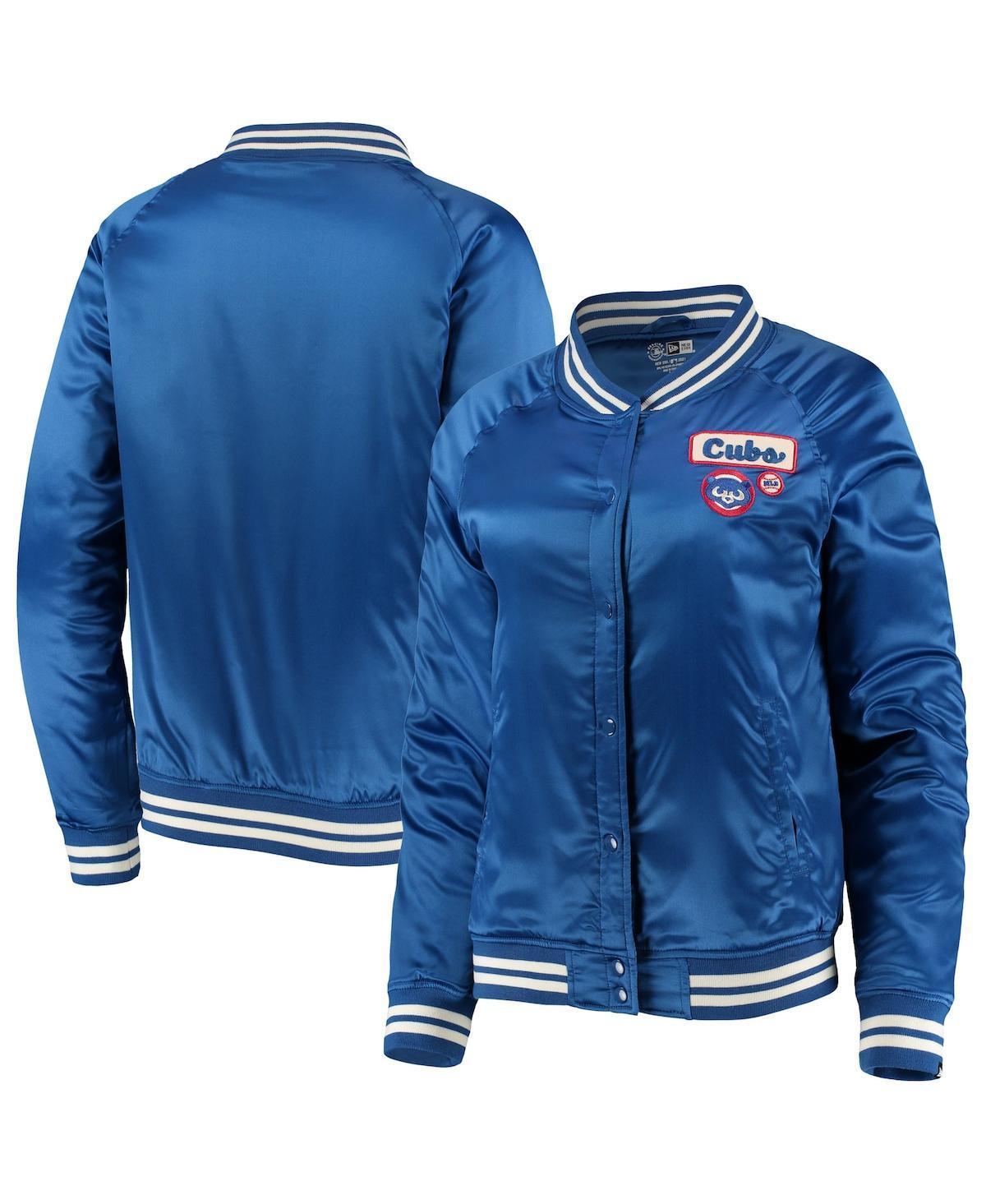 Mens New Era Royal Chicago Cubs Satin Raglan Full-Snap Jacket, Womens Product Image