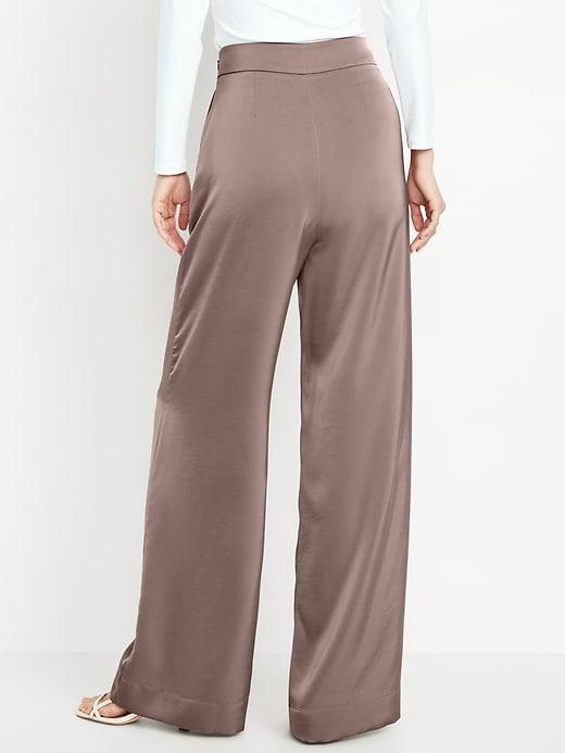 High-Waisted Satin Super Wide-Leg Pants Product Image