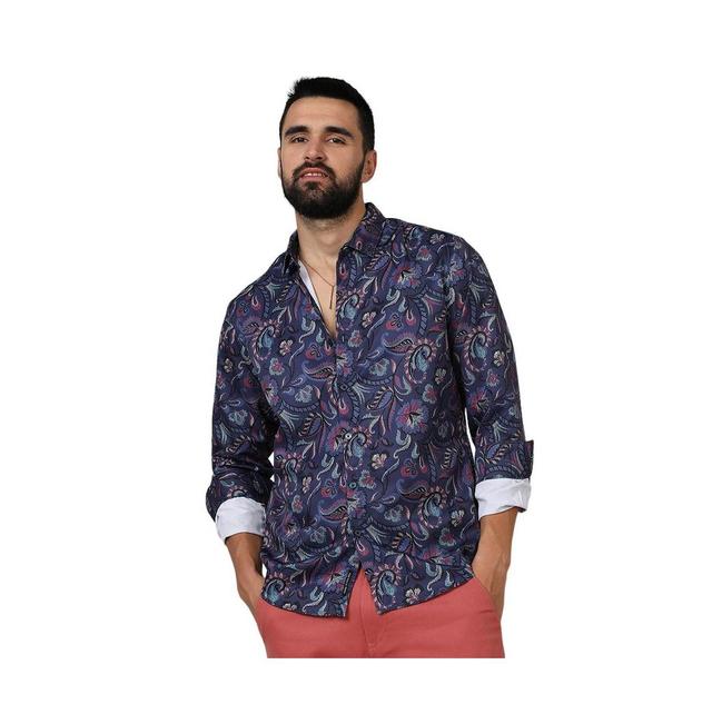 Campus Sutra Mens Navy Blue Paisley Shirt Product Image